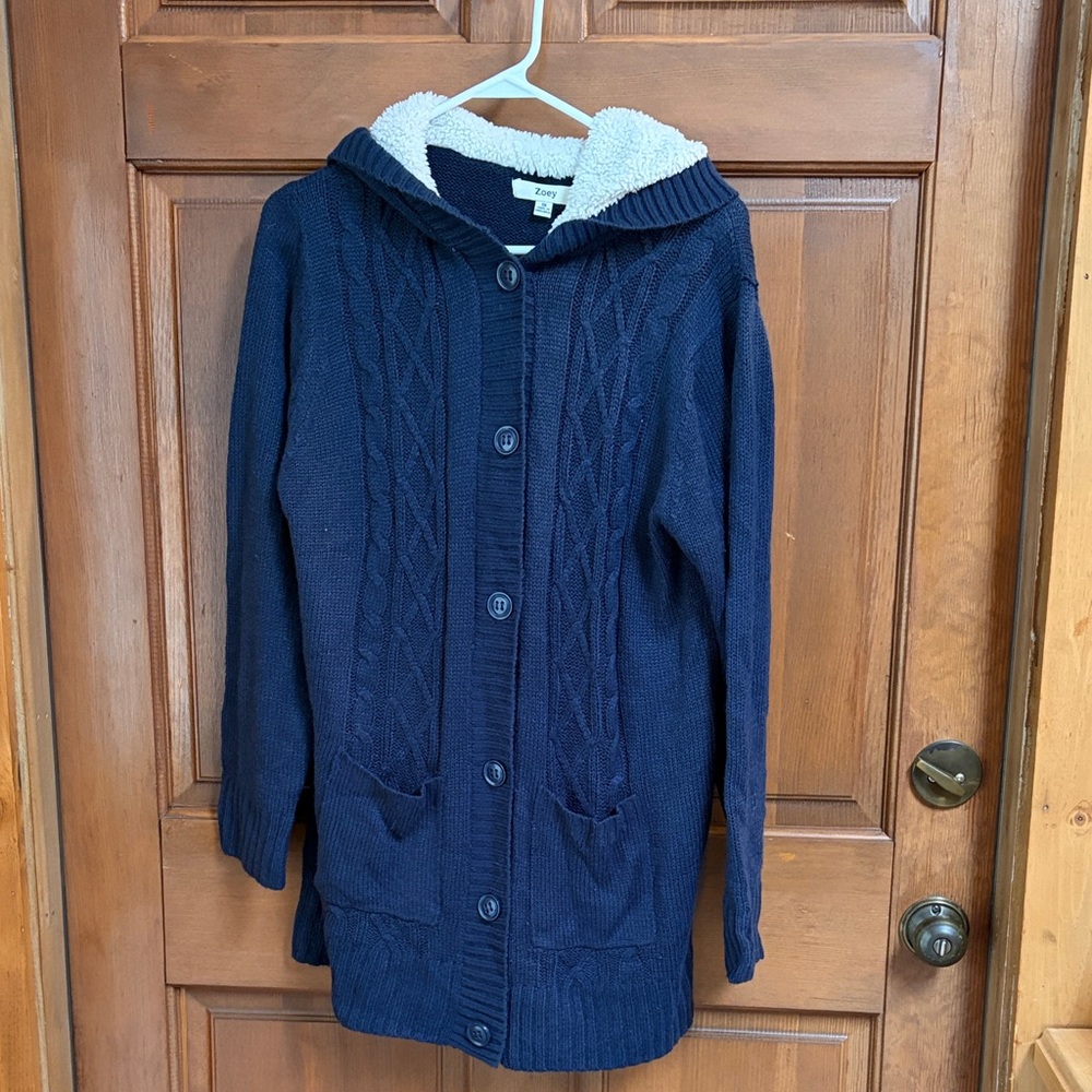 Zoey Navy Blue Hooded Cardigan Size 1X